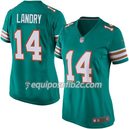 Camiseta Mujer NFL Miami Dolphins Jarvis Landry 14 Nike Aqua 
